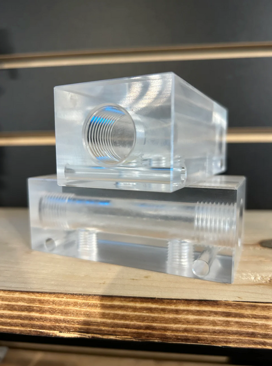 Clear Acrylic Downstream Manifold 2 Port w/Aluminum Mounting Plate