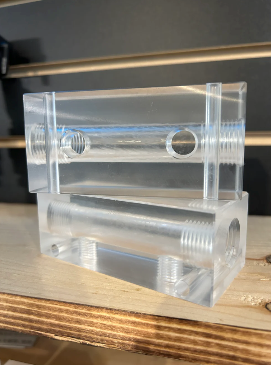 Clear Acrylic Downstream Manifold 3 Port w/Aluminum Mounting Plate