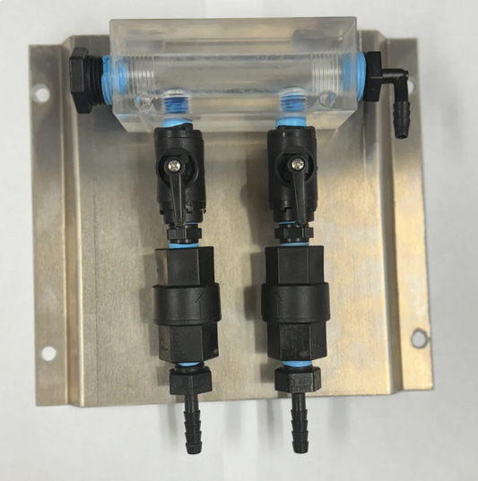 Clear Acrylic Downstream Manifold 2 Port w/Aluminum Mounting Plate